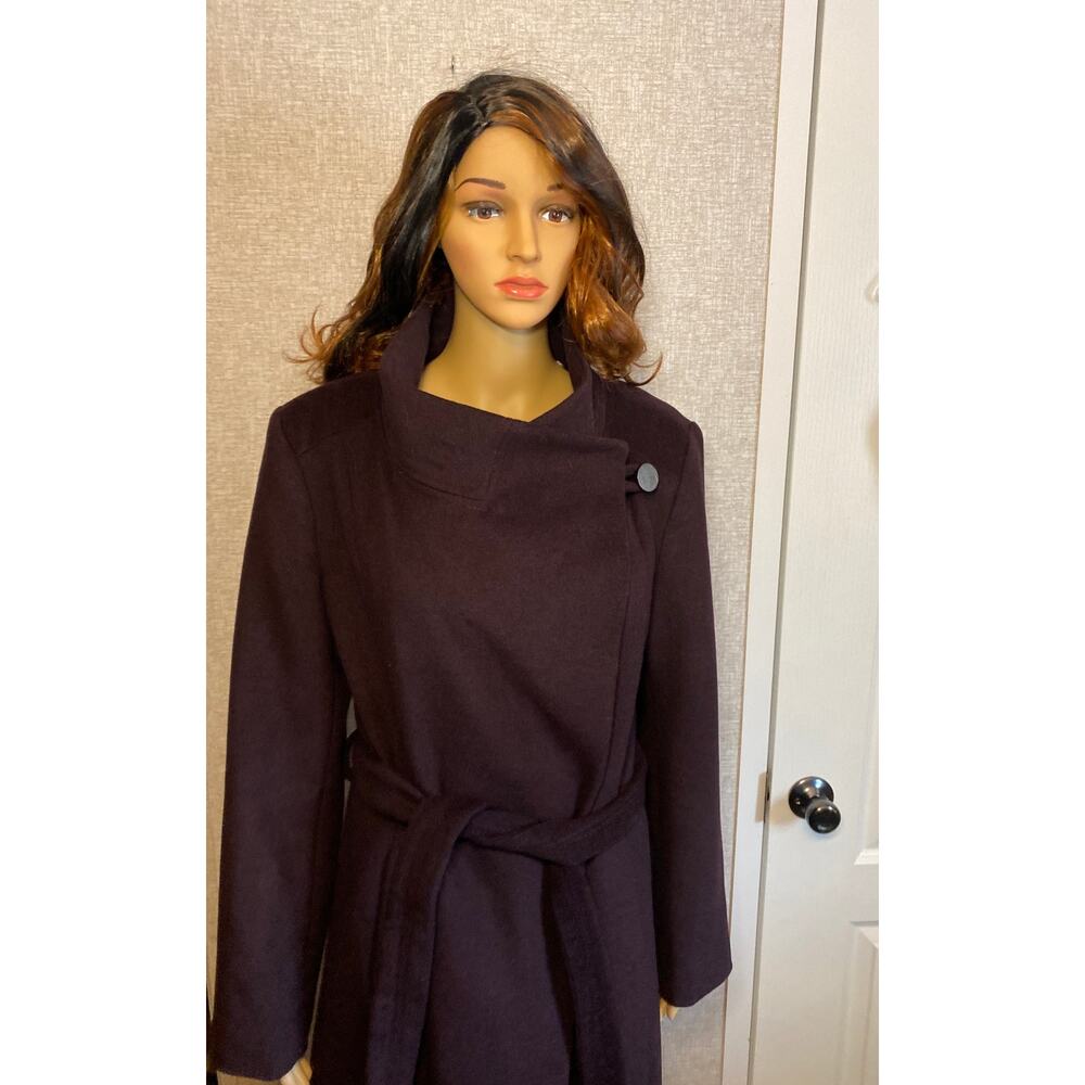 Kenneth Cole Wool Belted Maxi Coat Fencer Collar NWOT